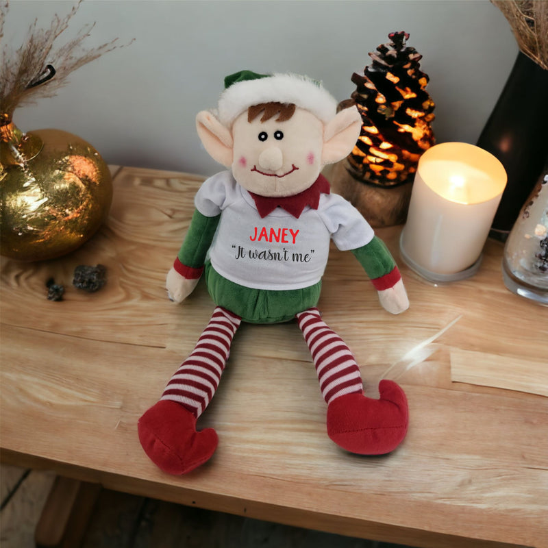"It Wasn't Me" Personalised Christmas Elf PureEssenceGreetings