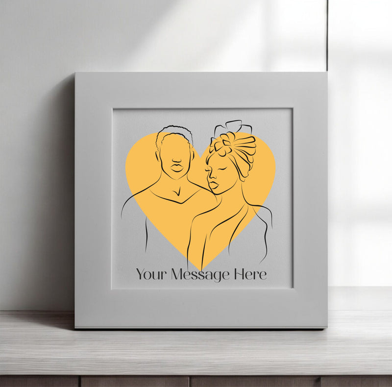 Black Love Couple - Personalised Mounted Card PureEssenceGreetings