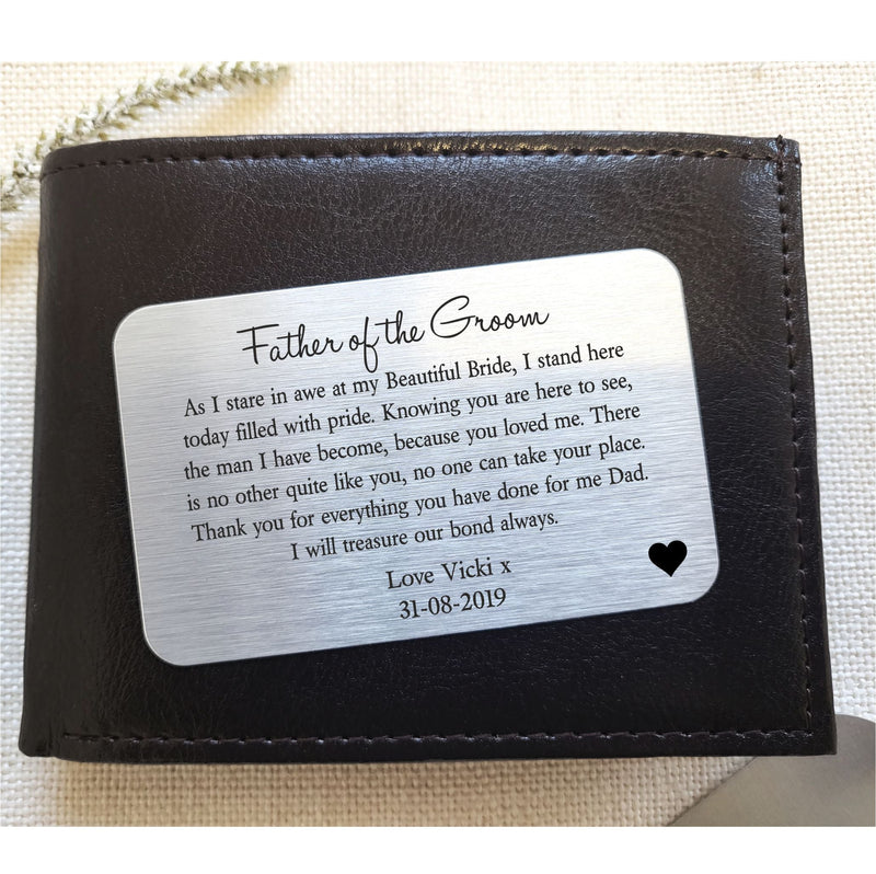 Personalised Wedding Hipflask & Wallet Card Set | Father of the Groom PureEssenceGreetings
