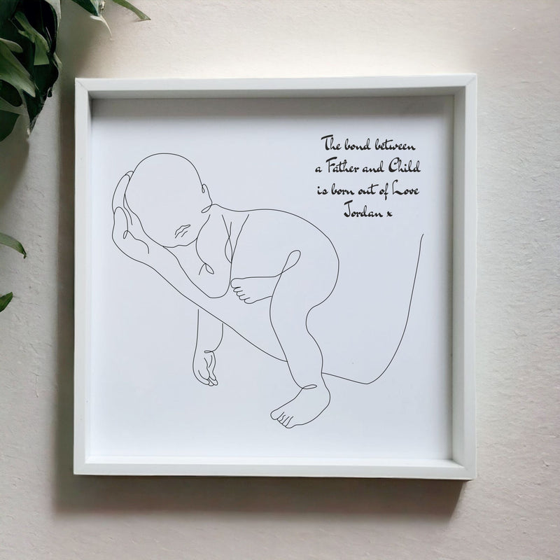 Minimalistic Father and Child One Line Drawing Personalised Ceramic Plaque PureEssenceGreetings