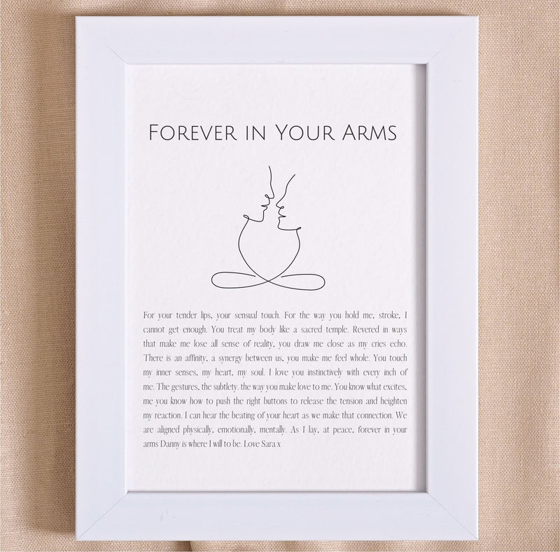 Forever in Your Arms Framed Personalised Intimate Love Poem PureEssenceGreetings