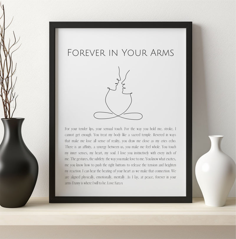 Forever in Your Arms Framed Personalised Intimate Love Poem PureEssenceGreetings