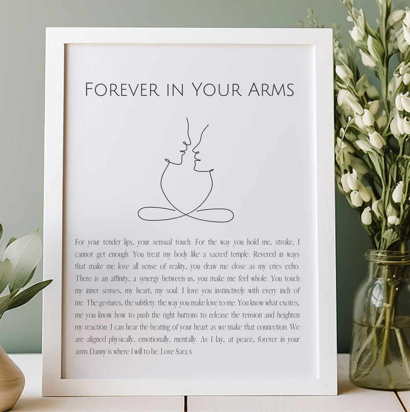 Forever in Your Arms Framed Personalised Intimate Love Poem PureEssenceGreetings