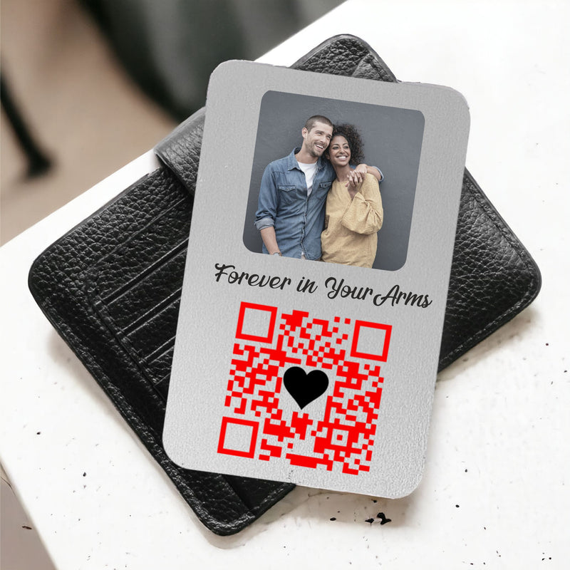 Forever in Your Arms Personalised Love Poem QR Code Wallet Card PureEssenceGreetings