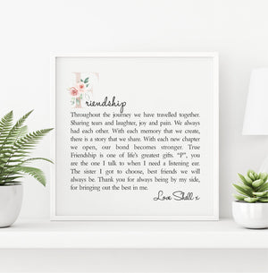 Friendship Framed Personalised Poem PureEssenceGreetings