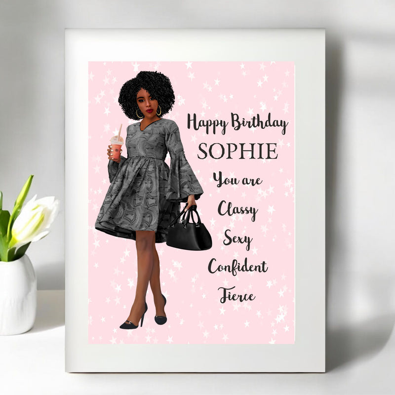 Classy Girl Personalised Mounted Birthday Card PureEssenceGreetings