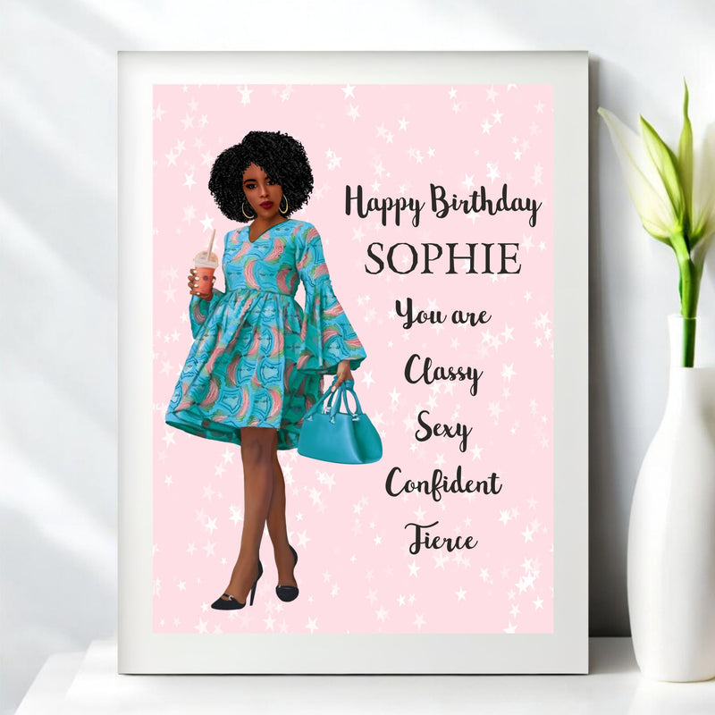 Classy Girl Personalised Mounted Birthday Card PureEssenceGreetings