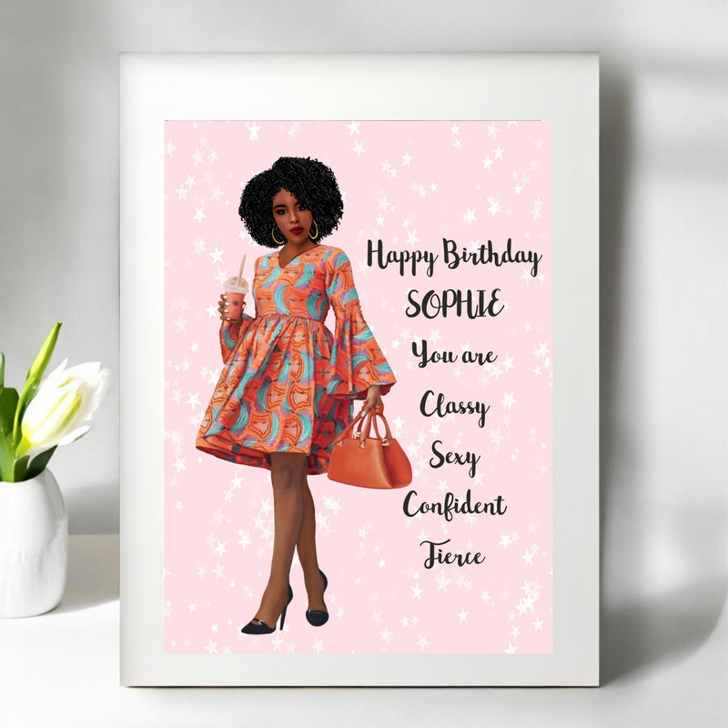 Classy Girl Personalised Mounted Birthday Card PureEssenceGreetings