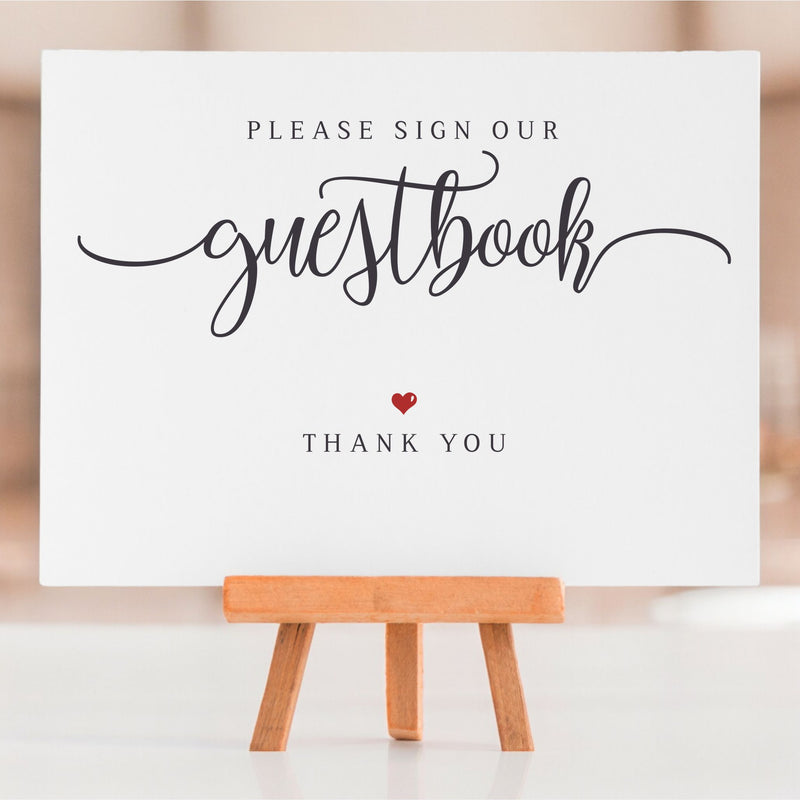 Wedding Guest book Table Top Sign PureEssenceGreetings