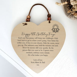 Personalised Birthday Wooden Heart Plaque | Dreams PureEssenceGreetings