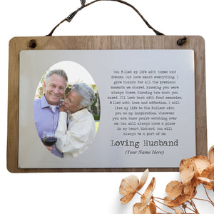 Husband Memorial Personalised Photo Plaque PureEssenceGreetings 