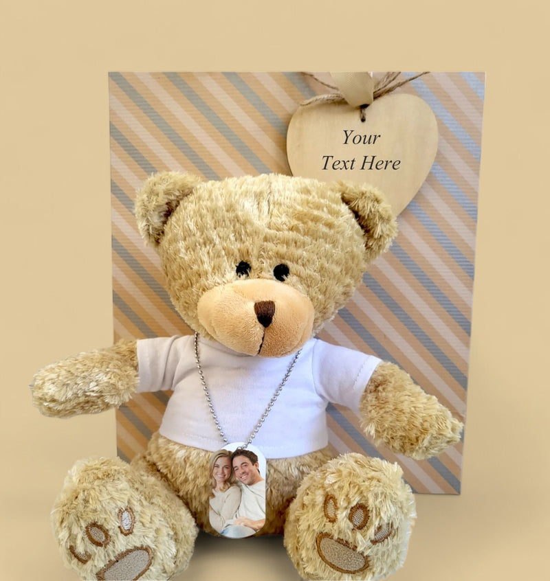 Personalised Teddy in a Bag | Own Image PureEssenceGreetings