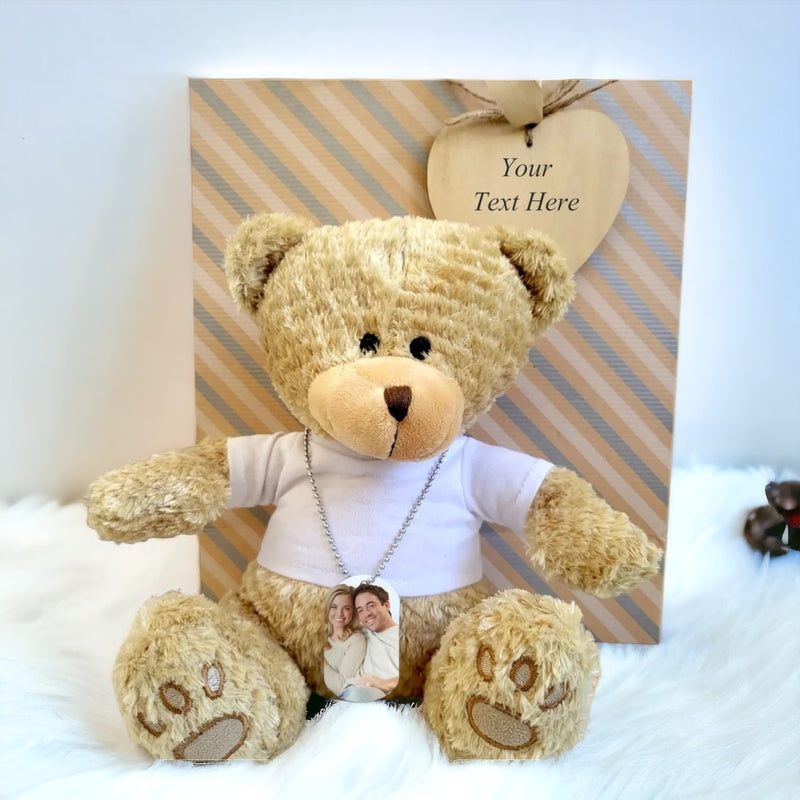 Personalised Teddy in a Bag | Own Image PureEssenceGreetings