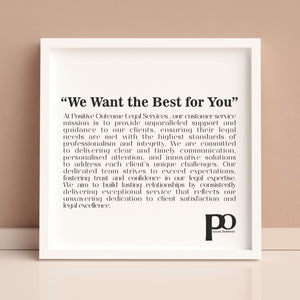 Legal Services Customer Service Statement Print - Framed | Unframed PureEssenceGreetings