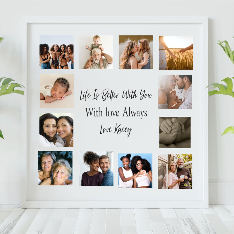 Framed Personalised Photo Collage With Your Own Message | 10 Images PureEssenceGreetings