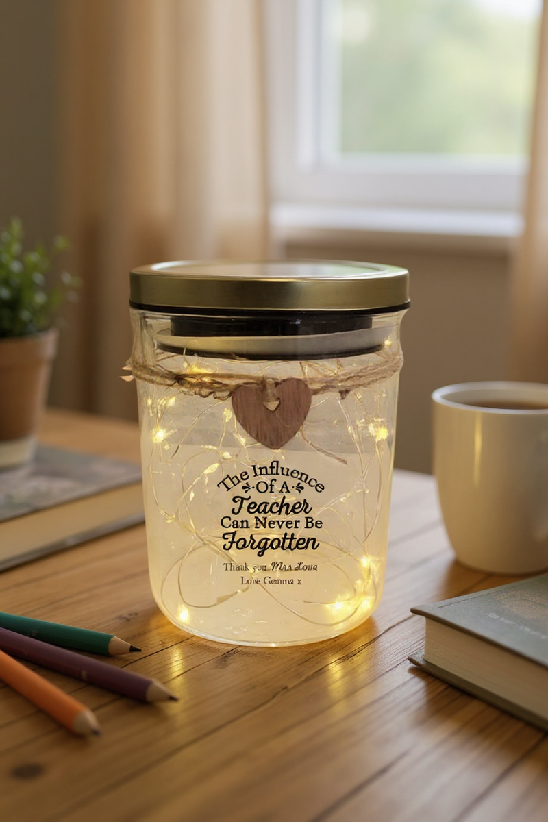 TEACHER Personalised LED Candle Jar Light PureEssenceGreetings