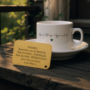 BRAVER STRONGER APPRECIATED Personalised Wallet Card PureEssenceGreetings