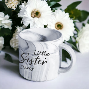 Little Sis Personalised Marble Mug PureEssenceGreetings