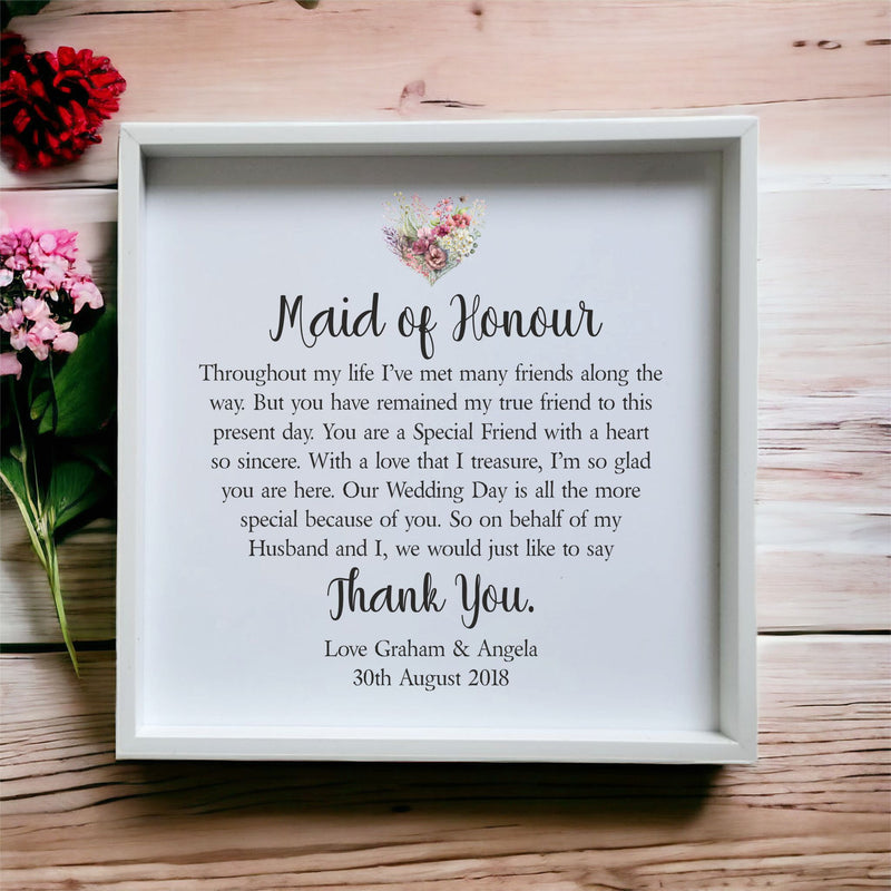 Personalised Wedding Thank You Framed Plaque | For Your Bridal Party PureEssenceGreetings