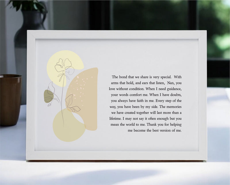 Nan Poem Personalised Mounted Card PureEssenceGreetings