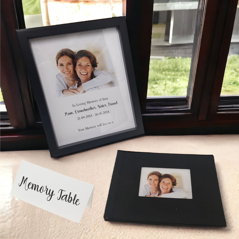 Copy of Memorial Table Set | Framed Photo | Message Book | Table Card Pure Essence Greetings