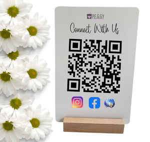 Connect with Us Custom QR Code Scan Metal Sign Pure Essence Greetings