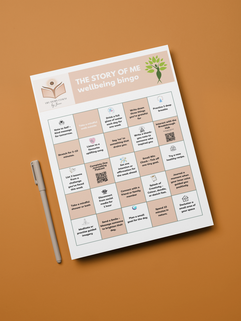 Wellbeing Personalised Bingo Plaque & Journal Set Pure Essence Greetings