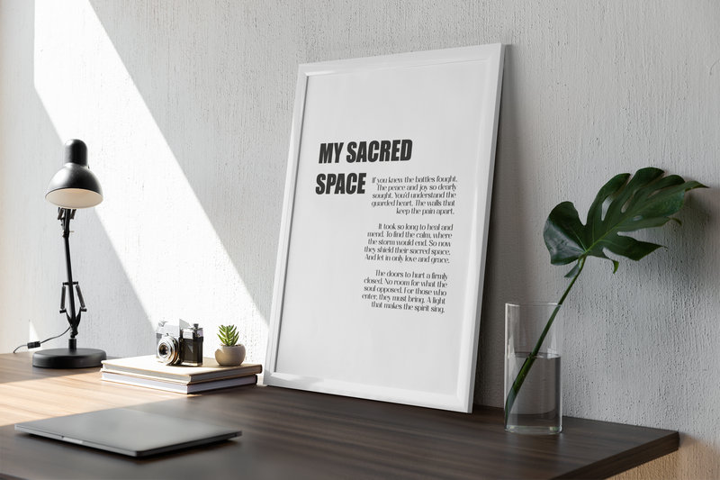 My Sacred Space" Poem Print – A Reflection of Healing and Inner Peace Pure Essence Greetings