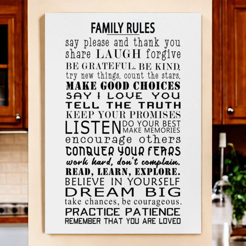 FAMILY RULES Wood Plaque PureEssenceGreetings