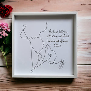 Minimalistic Mother and Child One Line Drawing Personalised Ceramic Plaque PureEssenceGreetings