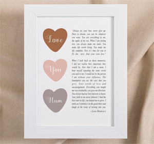 Love You Mum Poem | Personalised Poem Print PureEssenceGreetings