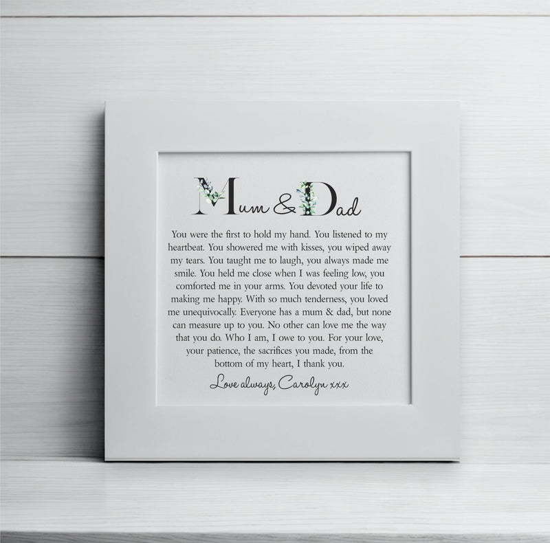 Mum & Dad Personalised Framed Poem PureEssenceGreetings