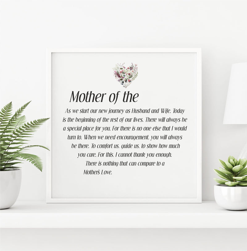A Mother's Love Personalised Framed Wedding Plaque PureEssenceGreetings