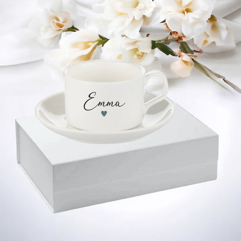 Personalised Name Tea Cup & Saucer Set PureEssenceGreetings