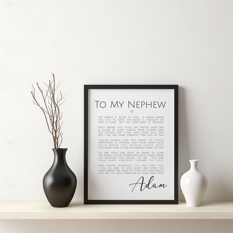 Nephew Personalised Box Framed Poem PureEssenceGreetings