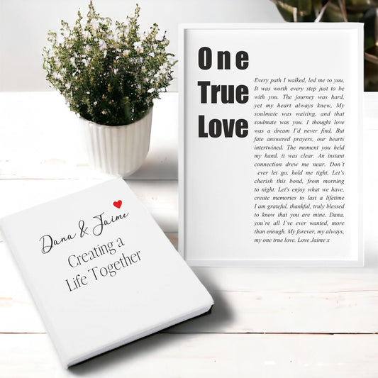 Couples Framed Poem & Notebook Set | One True Love PureEssenceGreetings