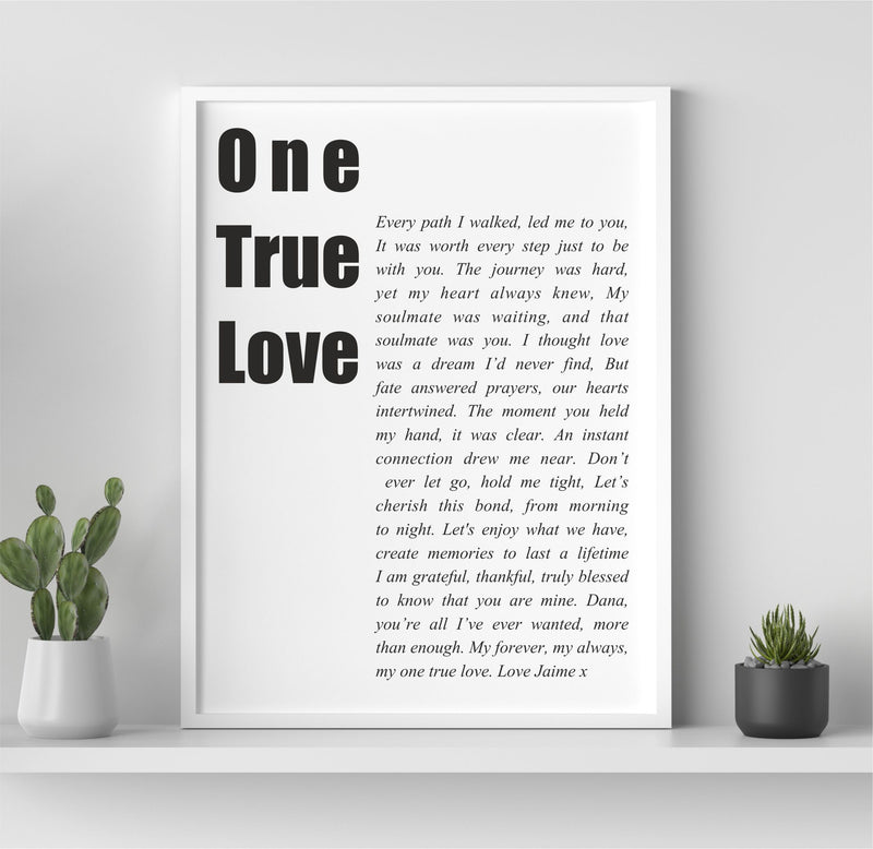 Couples Framed Poem & Notebook Set | One True Love PureEssenceGreetings