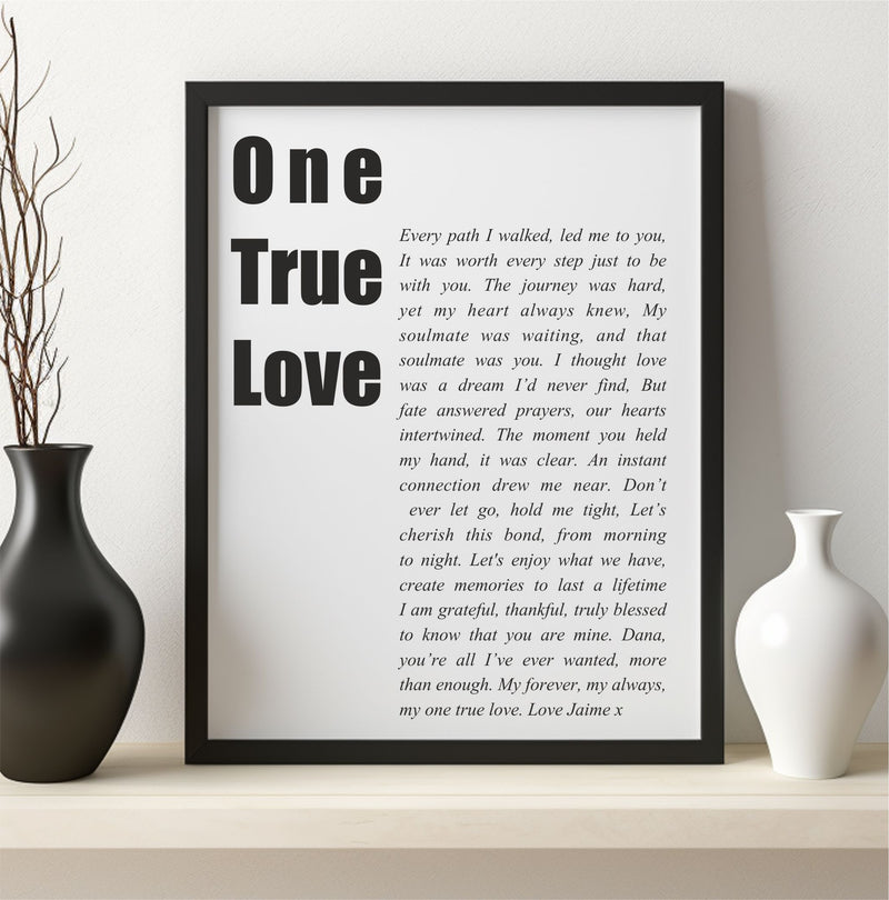 Couples Framed Poem & Notebook Set | One True Love PureEssenceGreetings