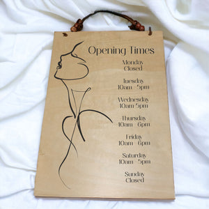 Opening Hours Shop Plaque | Modern One Line Draq] PureEssenceGreetings