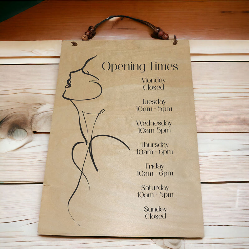 Opening Hours Shop Plaque | Modern One Line Draq] PureEssenceGreetings