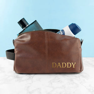 Personalised Luxury Initials Black leatherette Wash Bag PureEssenceGreetings