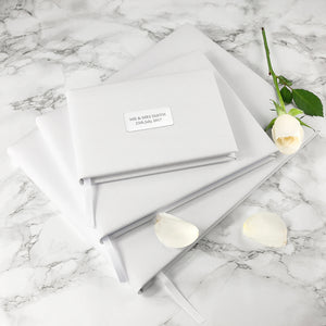 PERSONALISED WHITE LEATHER WEDDING GUEST BOOK PureEssenceGreetings