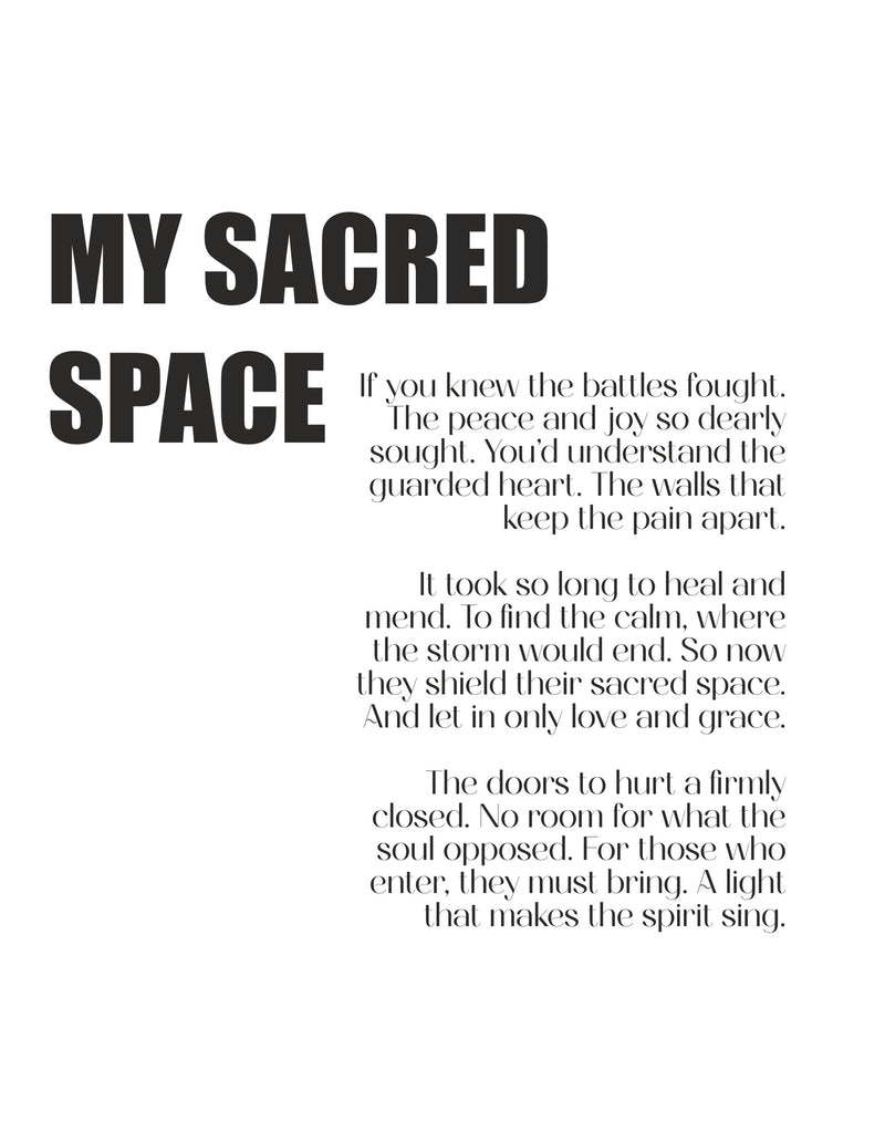 My Sacred Space" Poem Print – A Reflection of Healing and Inner Peace Pure Essence Greetings