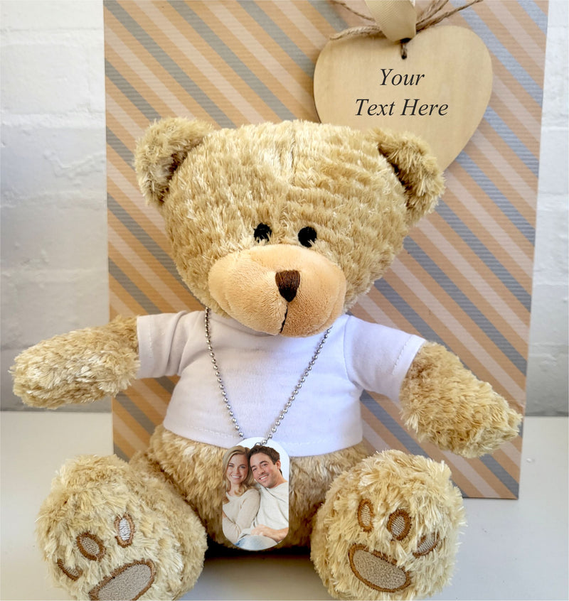 Personalised Teddy in a Bag | Own Image PureEssenceGreetings