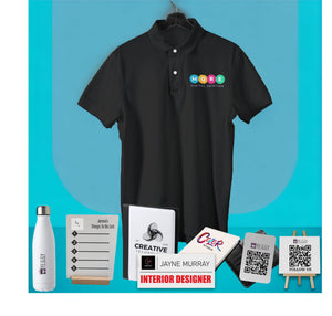 Custom Small Business Brand Starter Bundle | Polo Shirt Pure Essence Greetings