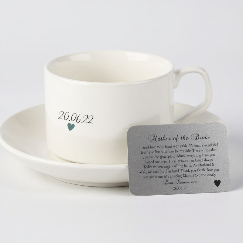 Personalised Mother of the Bride or Groom Wallet Card & Cup Set PureEssenceGreetings