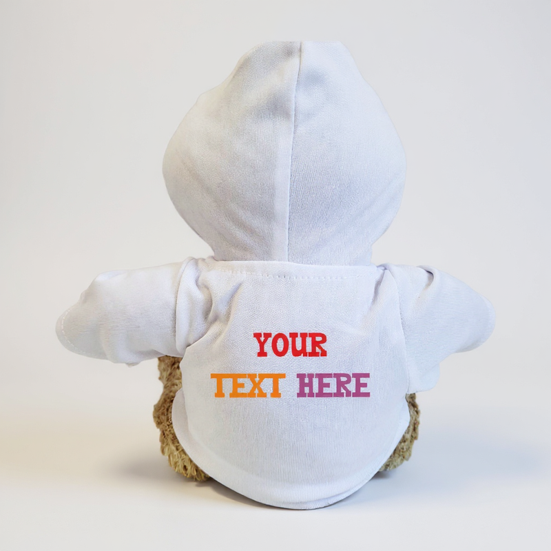 Hoodie Teddy Bear Personalised Soft Toy | Image and Text PureEssenceGreetings