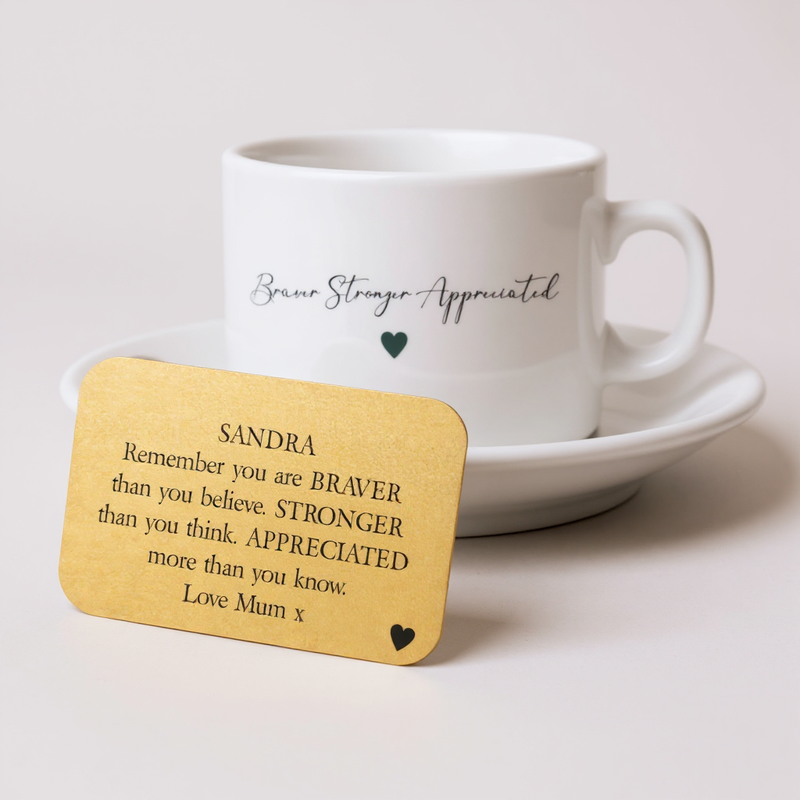 BRAVER STRONGER APPRECIATED Personalised Wallet Card PureEssenceGreetings