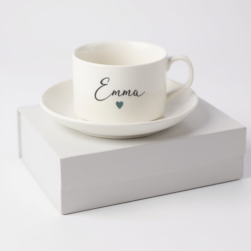 Personalised Name Tea Cup & Saucer Set PureEssenceGreetings