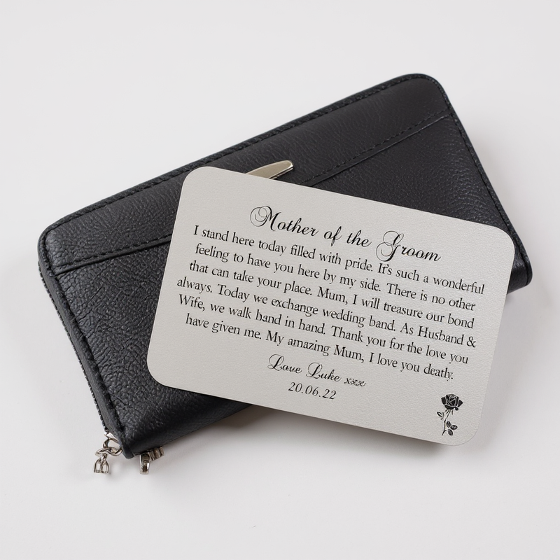 Personalised Mother of the Bride or Groom Wallet Card & Cup Set PureEssenceGreetings